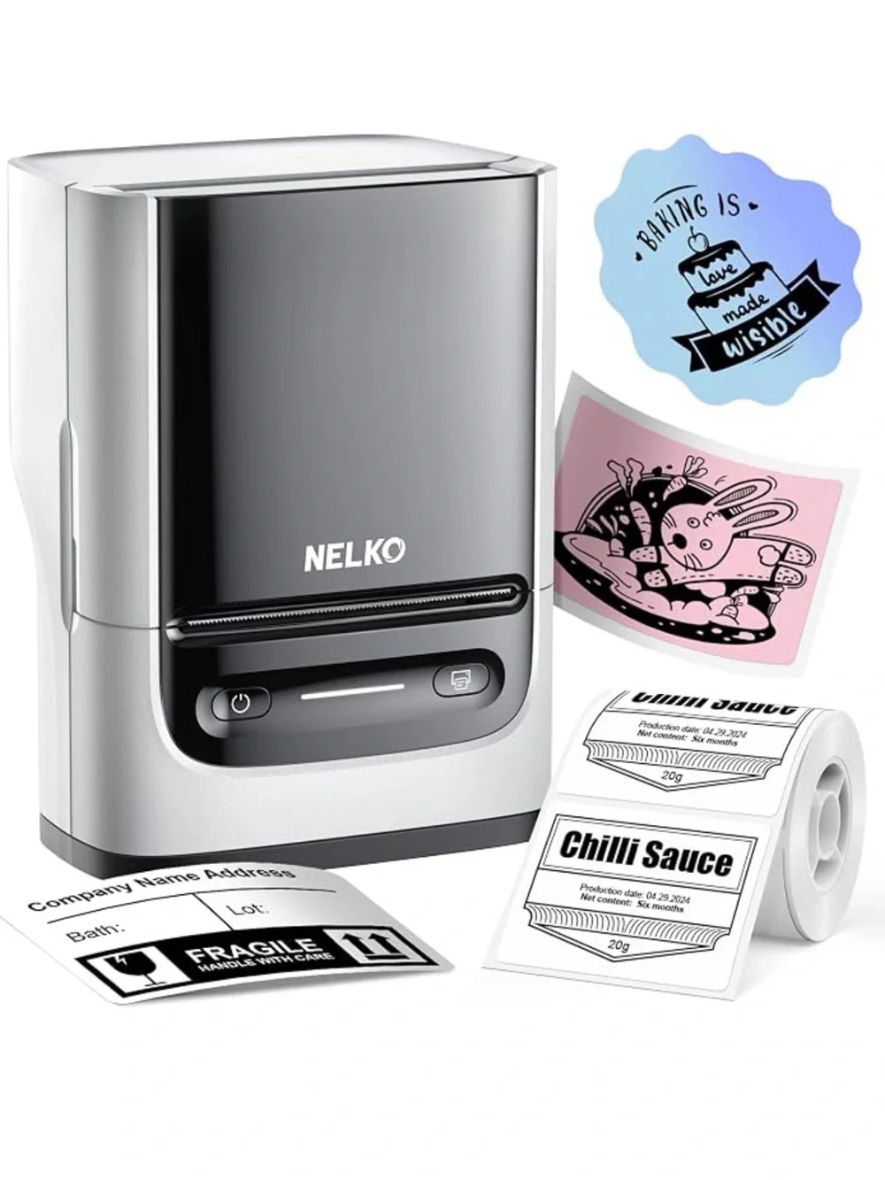 NELKO Label Maker machine with tape Bluetooth label printer